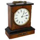 A French walnut-cased mantel clock, movement by R & Company Paris, H18cm