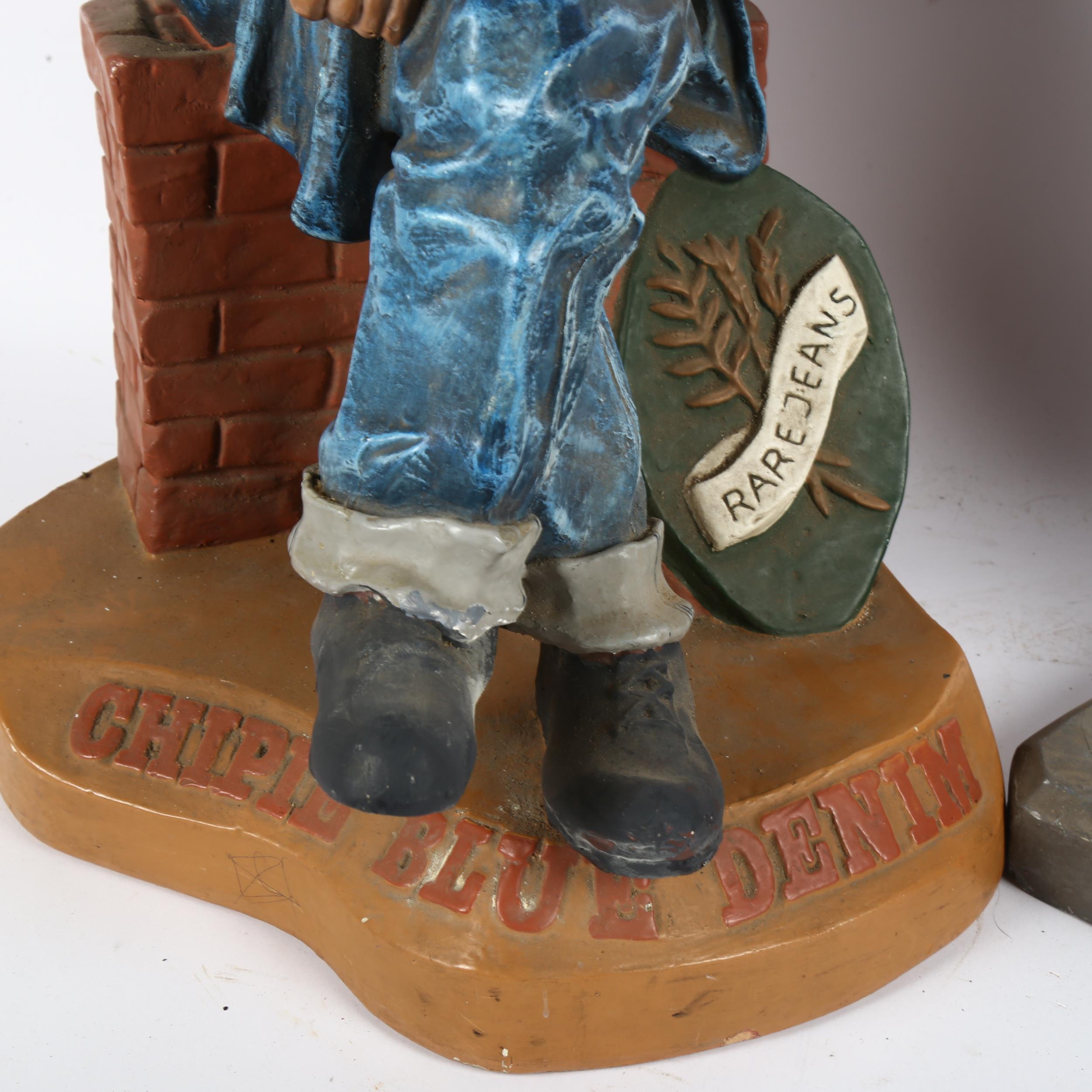 A painted composite advertising figure "Chipie Blue Denim", H60cm, and a painted plastic waiter - Image 2 of 2