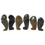 A group of 6 carved African soapstone figures, tallest 17cm