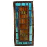 A rectangular coloured leadlight glass panel, W25cm, H57cm