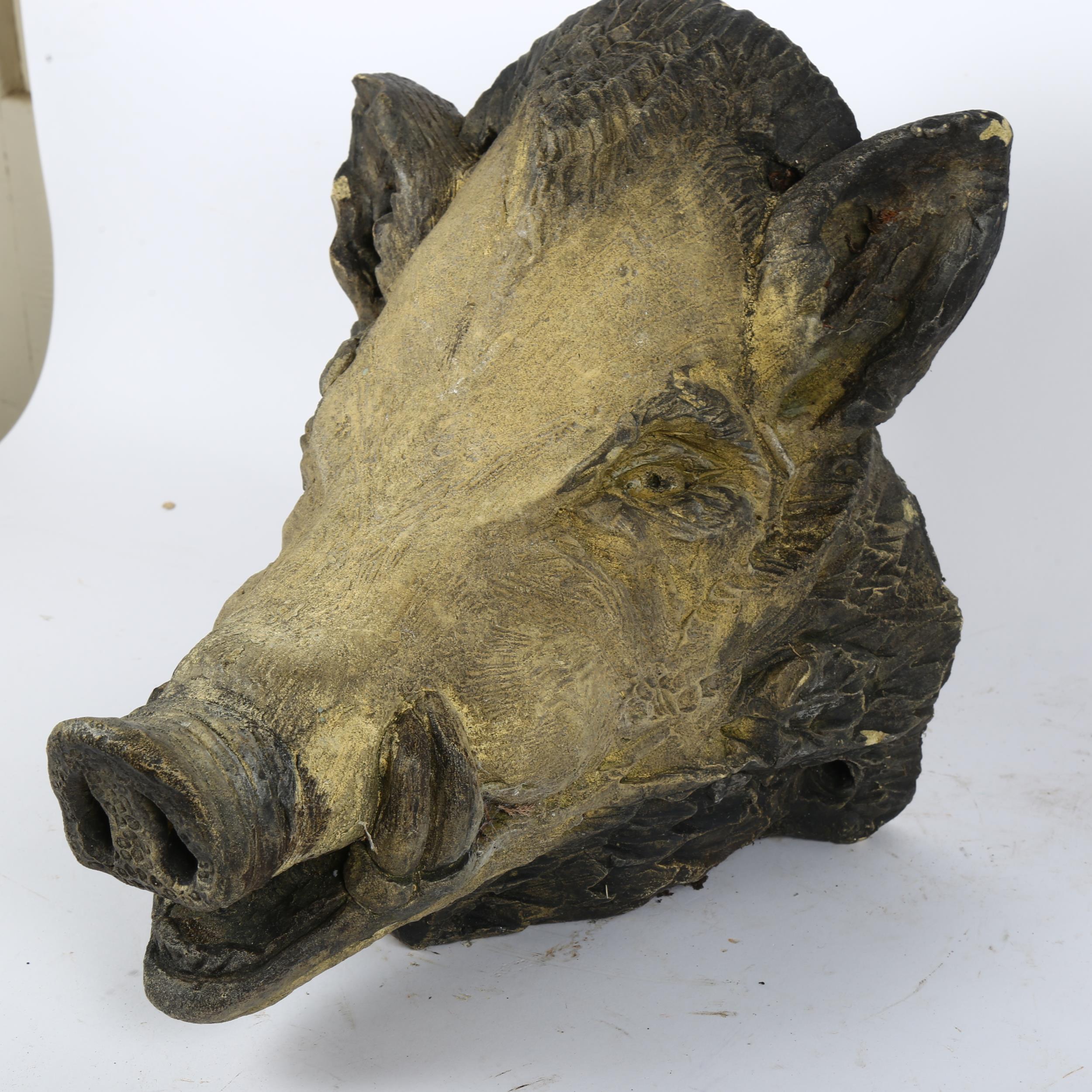 A concrete study of a boar's head, H31cm, D33cm - Image 2 of 2