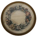 Arthur Ackerman & Sons New York, a circular framed floral panel, diameter 37cm