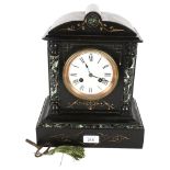 A French marble mantel clock, 8-day movement with key and pendulum, movement marked with R&C