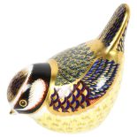 A Royal Crown Derby blue tit paperweight, silver stopper, H7cm