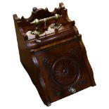 A Vintage mahogany coal scuttle, with brass handles, L45cm, H40cm