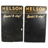 A pair of Vintage printed tin signs for Nelson Tipped Cigarettes, 41 x 69cm