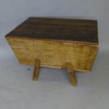 A large Antique pine dough bin, 107 x 76 x 75cm