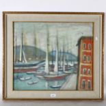Luigi Frigerio (Italian, 1873 - 1938), mixed media on board, Continental harbour scene, image 54cm x
