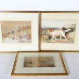 John H Scott, watercolour, dog and grouse, signed and dated 1870, 42cm x 53cm overall, framed, and