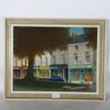 W A Styles, tempera on board, Bath Road Corner Old Swindon, inscribed verso, 35cm x 45cm, framed