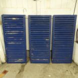 Three pairs of painted window shutters. Each shutter 54x128cm