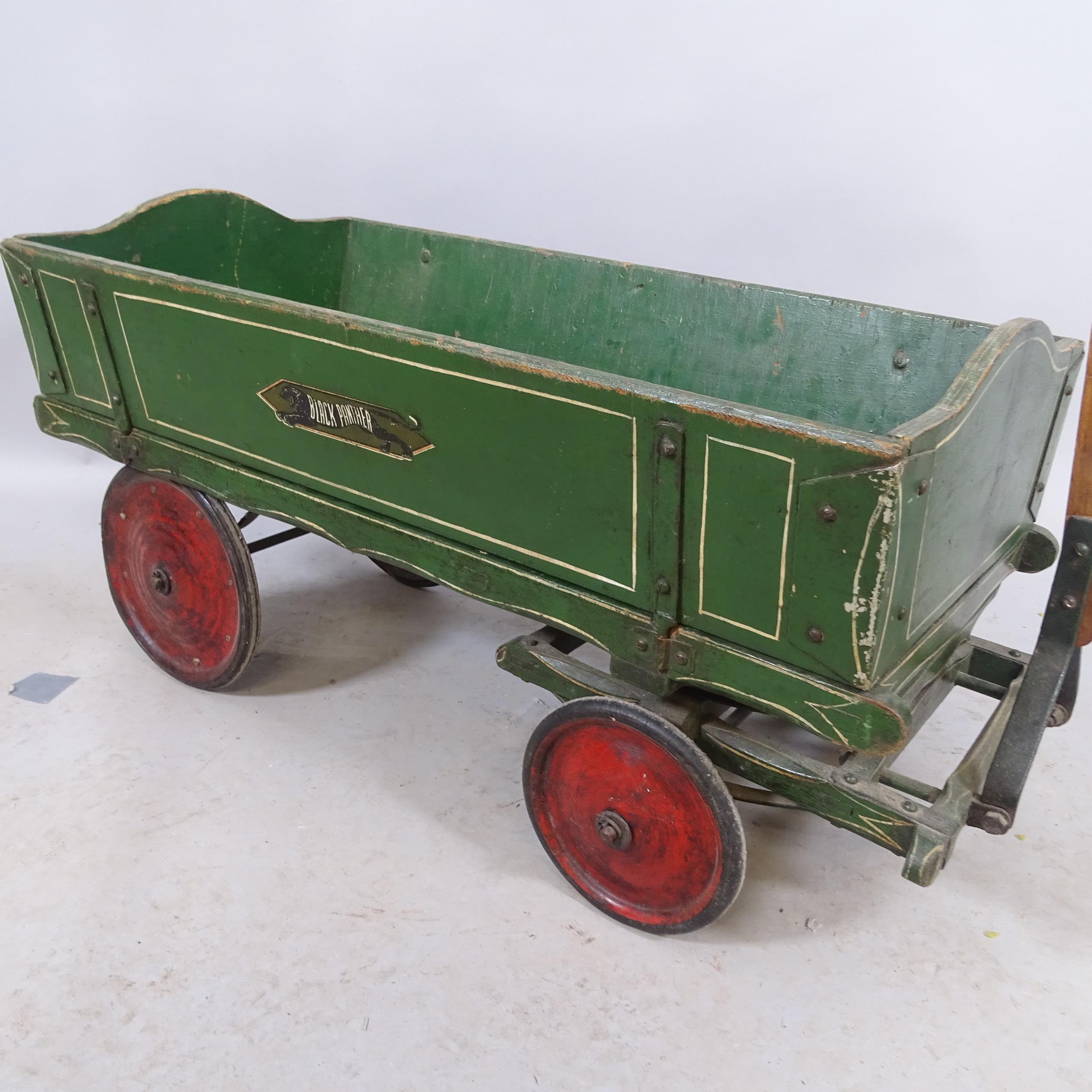 A vintage painted wooden cart. Dimensions excluding handle 83x37x40cm - Image 2 of 2