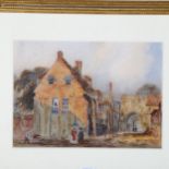 19th century watercolour, entrance to a university, unsigned, 36cm x 26cm, framed