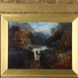 Walter Meegan (1859 - 1944), oil on board, waterfall, signed, 29cm x 21cm, framed