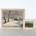 Bissill, oil on canvas, winter landscape, 54cm x 63cm overall, framed, and oil on board,