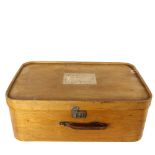 An early 20th century bent ply rectangular suitcase, 58 x 36.5cm