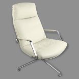 Fabricius and Kastholm, a leather swivel lounge chair, model FK 86 on tripod base by Walter Knoll,