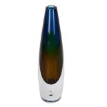 Vicke Lindstrand for Kosta, a graduated colour glass vase, etched base Kosta LH 1892, height 22cm