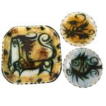 Celtic pottery, Newlyn, Cornwall, a square dish with stylised horse design and 2 smaller circular