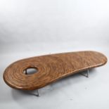 Clayton Tugonon for Snug Furniture, a contemporary organic design coffee table, length 160cm,