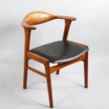 Erik Kierkegaard for Hong Stole, a 1956 Danish teak model 49 elbow chair, height 73cm