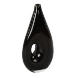 Vicke Lindstrand for Kosta, a black glass pierced vase, signed Kosta LH1186, designed 1952/53