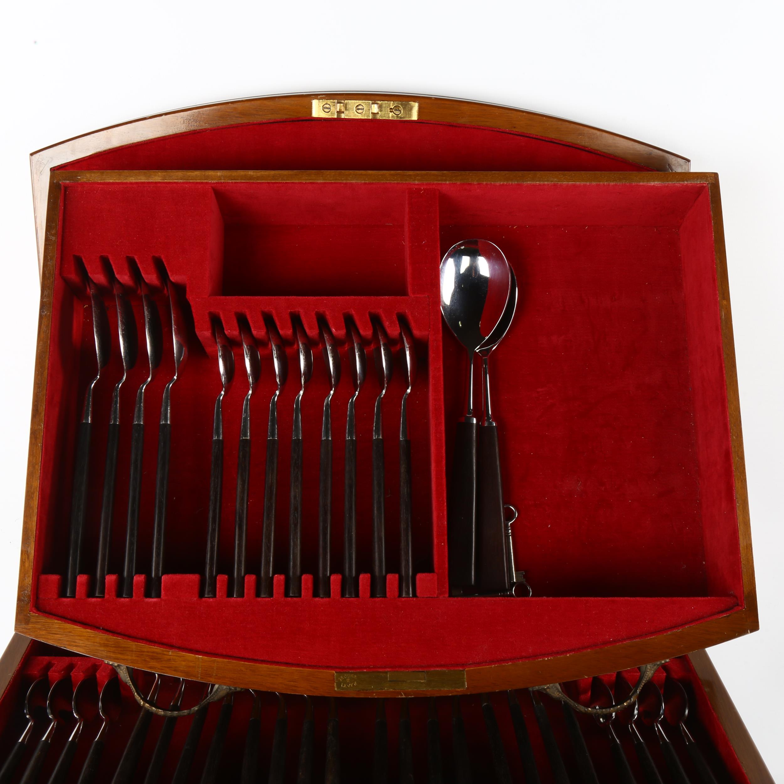 A complete canteen of cutlery, by Joseph Rodgers, Sheffield, Manhattan pattern, in mahogany cabinet, - Image 4 of 4