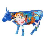 Annie Soudain, cow parade, painted relief moulded composition sculpture, length 34cm