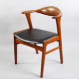 Erik Kierkegaard for Hong Stole, a 1956 Danish teak model 49 elbow chair, height 73cm