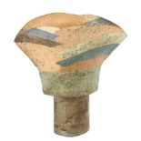 Elizabeth Raeburn, a studio pottery raku flared stem vase, impressed makers marks, height 18cm