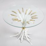 A mid-century Hollywood Regency style wheatsheaf coffee table, height 40cm, diameter 55cm