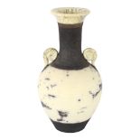 A studio pottery raku vase in classical form, signed to base, height 30cm