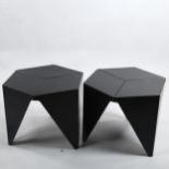 Isamu Noguchi, a pair of Vitra Prismatic steel tables, original designed 1957, 2002 reedition for