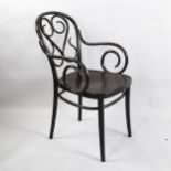 A Ton bentwood armchair, model 04 designed by Michael Thonet, with ebonised finish, indistinct