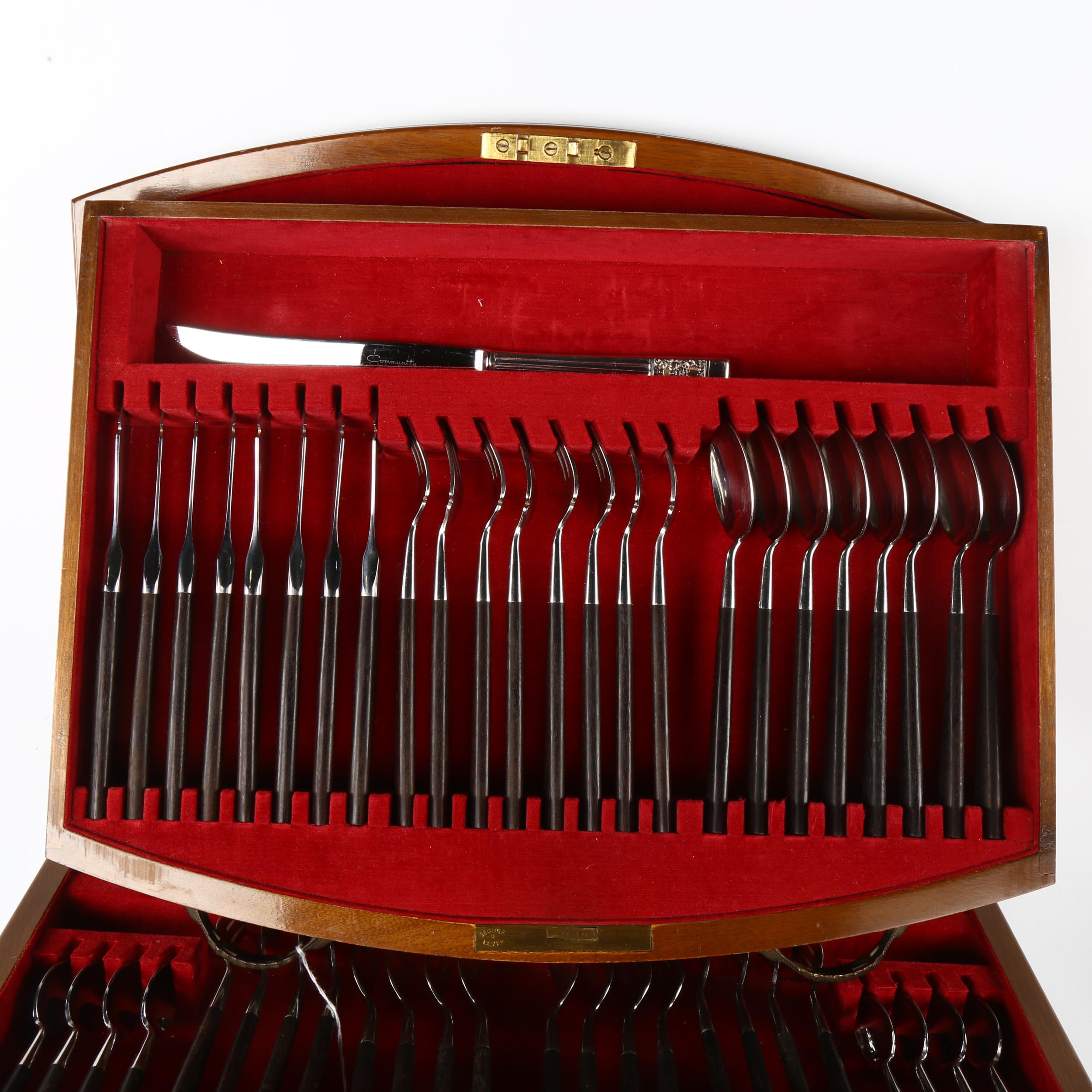 A complete canteen of cutlery, by Joseph Rodgers, Sheffield, Manhattan pattern, in mahogany cabinet, - Image 3 of 4