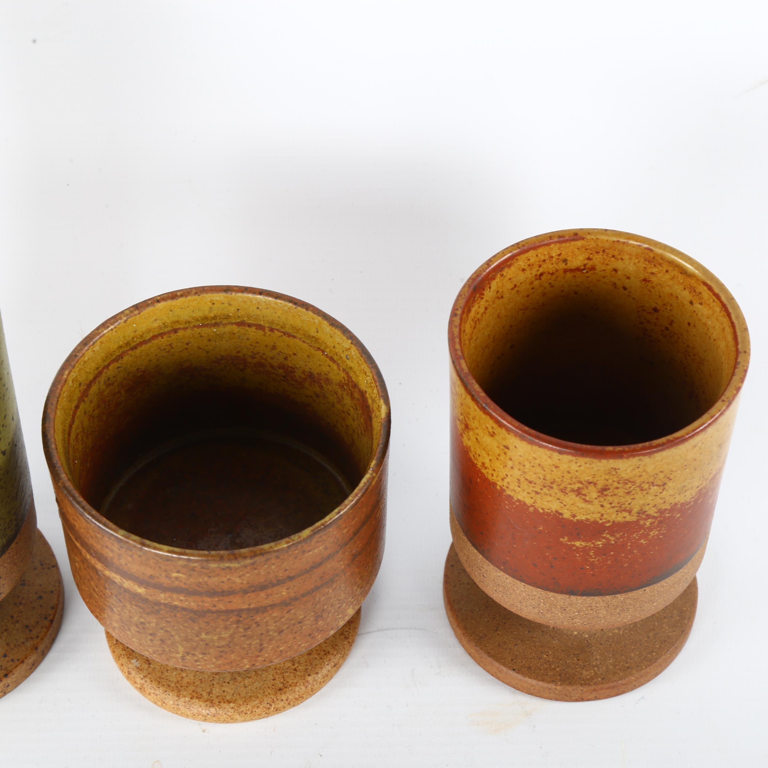 Robin Welch (1936-2019), 3 studio pottery stemmed vases, 1970s, with maker's mark, tallest 19cm - Image 2 of 4