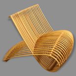 Marc Newson, the Wooden Chair by Cappellini, steam bent beech slatted structure forming a double