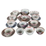 A quantity of Chinese 18th century tea bowls and saucers