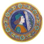 A 19th century Maiolica plate, signed on reverse Dervta, A/F