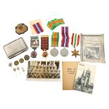 A group of 3 Second World War Service medals, awarded to F Lane RAF, together with photograph,