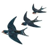 A set of 3 Beswick wall-hanging Swallows, model 757, longest 15cm