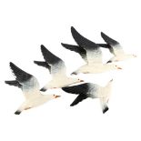 A set of 5 Beswick wall-hanging gulls, with makers marks, model nr 922-1-2-3, largest height 31cm.