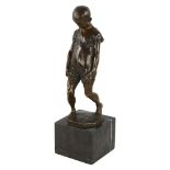 Eduard Weber (1865 - 1940), bronze sculpture, portrait of a child, signed on black marble base,
