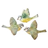 3 Beswick wall-hanging Bluetits, models 705, 706 and 707, longest 12cm