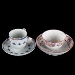 19th century Newhall porcelain tea bowl and saucer, and a Wedgwood Etruria blue/red decorated