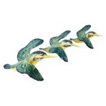 A set of 3 Beswick wall-hanging Kingfishers, model 729-1-2-3, makers marks, longest 20cm