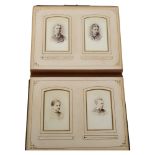 A Victorian photo album with cushioned leather bound cover, 22 x 18cm