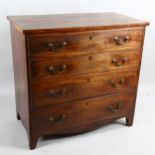 George III mahogany chest of 4 long graduated drawers of small size, width 88cm, depth 47cm,