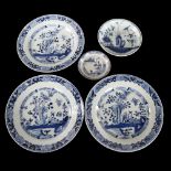 A group of 5 various blue and white porcelain plates