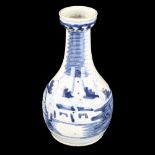 A Chinese blue and white porcelain vase with painted decoration, height 19cm